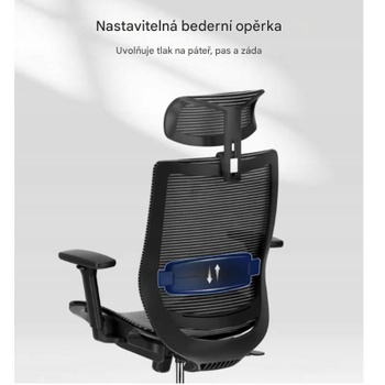 Ergonomická kancelárska stolička BS4B, zo sieťoviny s bedrovou opierkou, čierna - A