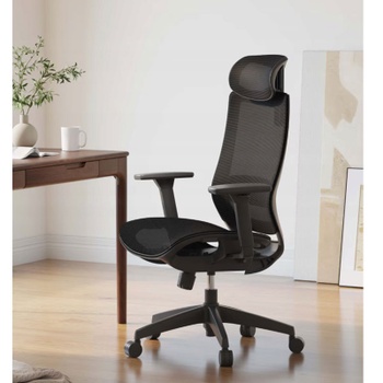 Ergonomická kancelárska stolička BS4B, zo sieťoviny s bedrovou opierkou, čierna - A