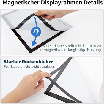 10 magnetických rámčekov A4, samolepiace magnetické informačné rámčeky, s magnetickým zapínaním na