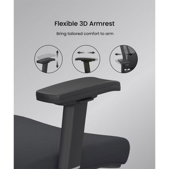 Ergonomická kancelárska stolička s delenou bedrovou opierkou C7G-Air-EU, čierna - B