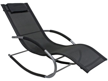 Záhradné lehátko Naxos 305319, oceľ, čierne, nosnosť 120 kg, 146 x 62 x 89 cm - B