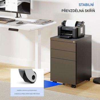 Mobilná skriňa CB23B s 3 zásuvkami, zámkom, čierna - B