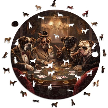 Drevené puzzle Dogs Playing Poker, 350 dielikov, 37,5 cm, viacfarebné - N