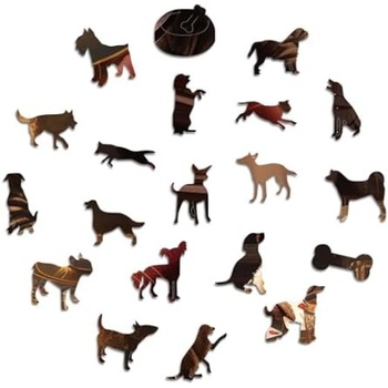 Drevené puzzle Dogs Playing Poker, 350 dielikov, 37,5 cm, viacfarebné - N