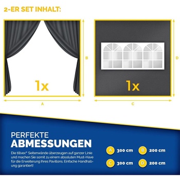 Bočná stena pre altánok, dva kusy, 3 x 3 a 3 x 6 m, šedá - A