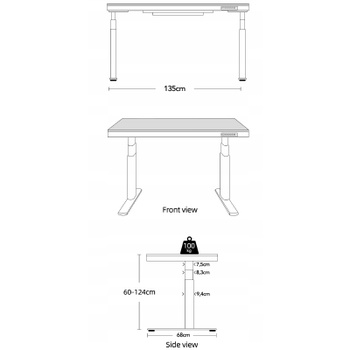 Elektrický výškovo nastaviteľný stôl Q8, bambus, 140 x 70 cm, biely - N