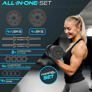2-dielna sada činiek, s nastaviteľnou hmotnosťou 15 kg, čierne - A