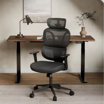 Ergonomická kancelárska stolička BS5BB black, nastaviteľné podrúčky, čierna - A