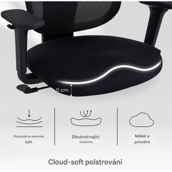 Ergonomická kancelárska stolička BS5BB black, nastaviteľné podrúčky, čierna - A