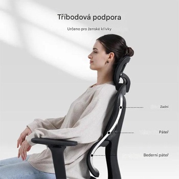 Ergonomická kancelárska stolička BS5BB black, nastaviteľné podrúčky, čierna - A