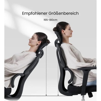 Ergonomická kancelárska stolička BS5BB black, nastaviteľné podrúčky, čierna - A