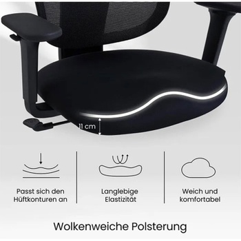 Ergonomická kancelárska stolička BS5BB black, nastaviteľné podrúčky, čierna - A