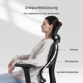 Ergonomická kancelárska stolička BS5BB black, nastaviteľné podrúčky, čierna - A