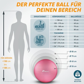 Fitness cvičebná lopta, 65 cm, ružová - A