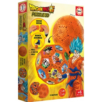3D puzzle Build&Play Dračia lopta, 32 dielikov, 12,5 cm, oranžová - N
