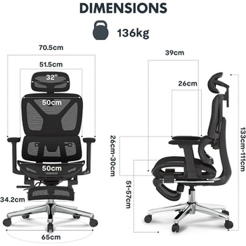 Ergonomická kancelárska stolička C7DG-Lite-Pro-V2, tmavo šedá - N