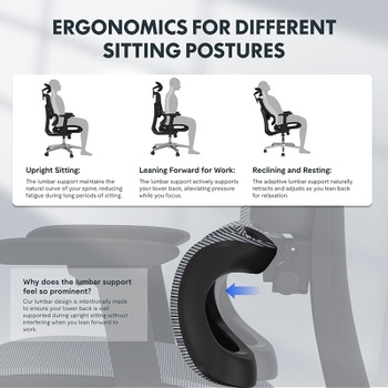 Ergonomická kancelárska stolička C7DG-Lite-Pro-V2, tmavo šedá - N