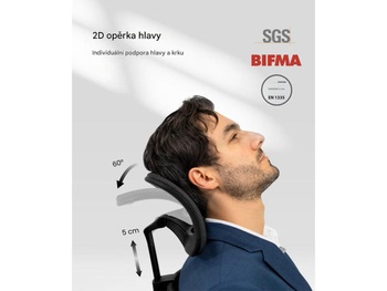 Kancelárska stolička BS3B-V2 s ramienkom na oblečenie, čierna - B