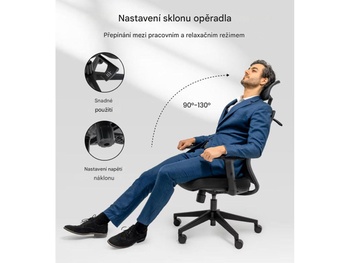 Kancelárska stolička BS3B-V2 s ramienkom na oblečenie, čierna - B