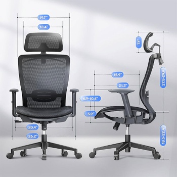 Ergonomická kancelárska stolička OC3B-EU, bedrová opierka, tmavo čierna - A