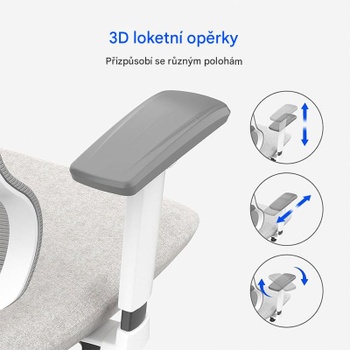 Ergonomická kancelárska stolička BS6G, sieťované operadlo s 3D podrúčkami, sivá - B