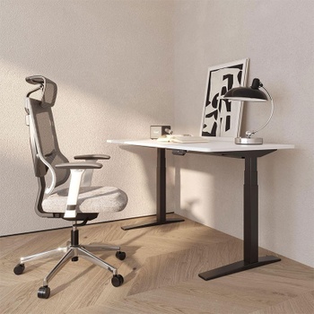 Ergonomická kancelárska stolička BS6G, sieťované operadlo s 3D podrúčkami, sivá - B