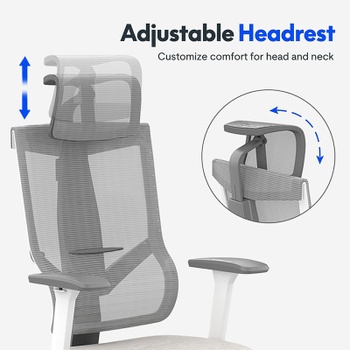 Ergonomická kancelárska stolička BS6G, sieťované operadlo s 3D podrúčkami, sivá - B