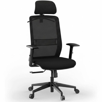 Ergonomická kancelárska stolička OC17B, s 2D opierkou hlavy, čierna - N