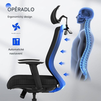 Ergonomická kancelárska stolička OC17B, s 2D opierkou hlavy, čierna - N