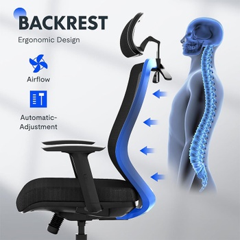 Ergonomická kancelárska stolička OC17B, s 2D opierkou hlavy, čierna - N