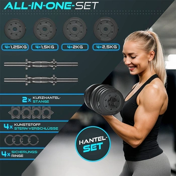 2-dielna sada činiek s nastaviteľnou hmotnosťou, 30 kg, čierne - A