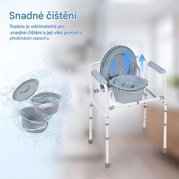 Toaletná stolička s vedierkom pre seniorov RF04-0001, nosnosť 150 kg, šedá - N