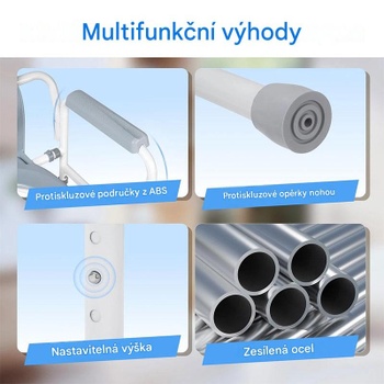 Toaletná stolička s vedierkom pre seniorov RF04-0001, nosnosť 150 kg, šedá - N