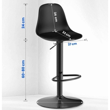 Otočná barová stolička BH02B, nastavenie výšky 70 - 90,5 cm, čierna - A