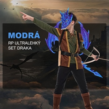 Kostým dračích krídiel pre deti, sada s maskou a chvostom, modro/fialová - N