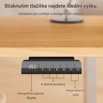 Výškovo nastaviteľný stôl E1B-PRO-EUV3, 70 - 119 CM, bez dosky, čierny - N