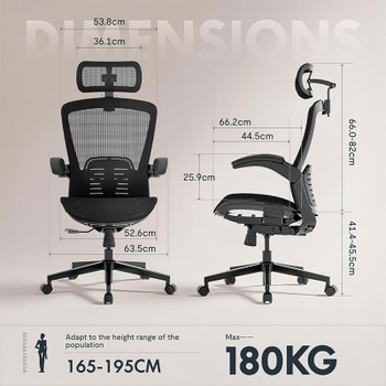 Ergonomická kancelárska stolička OC3 PRO, s 3D opierkou hlavy, čierna - A