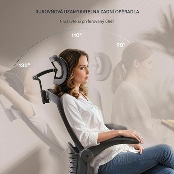 Ergonomická kancelárska stolička OC3 PRO, s 3D opierkou hlavy, čierna - A
