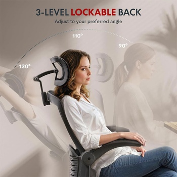 Ergonomická kancelárska stolička OC3 PRO, s 3D opierkou hlavy, čierna - A