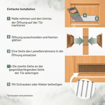 Vent Systems 440 x 120 mm Dubová větrací mřížka na dveře - Obdélníková větrací mřížka na dveře -