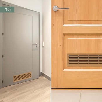 Vent Systems 440 x 120 mm Dubová vetracia mriežka na dvere - Obdĺžniková vetracia mriežka na dvere -