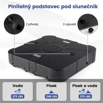 Základňa k previsnutému slnečníku GC-VVRZO-B, 89 x 89 x 20 cm, čierna - N