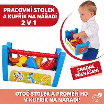 Montážny stolík a kufrík s náradím 2 v 1, od 12 mesiacov, viacfarebný - N