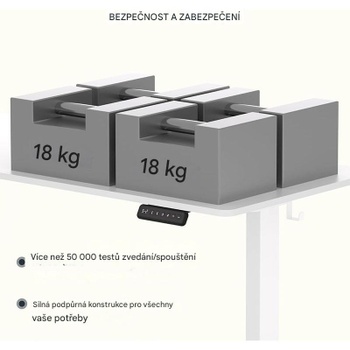 Výškovo nastaviteľný stôl EF1W-EU, bez dosky, biely - A