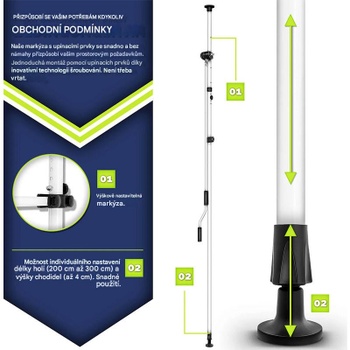 Markíza, s upínacími svorkami, šedá, 300 cm - A