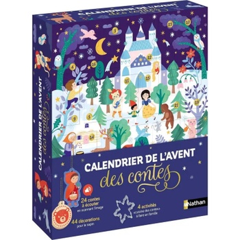 Adventný kalendár s rozprávkami, 24 okien, 24 figúrok, viacfarebný, FRANCÚZSKY JAZYK - N