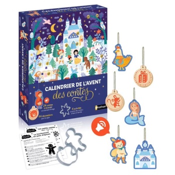 Adventný kalendár s rozprávkami, 24 okien, 24 figúrok, viacfarebný, FRANCÚZSKY JAZYK - N