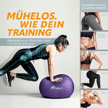 Fitness lopta s pumpou, priemer 75 cm, fialová - A
