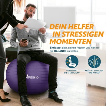 Fitness lopta s pumpou, priemer 75 cm, fialová - A
