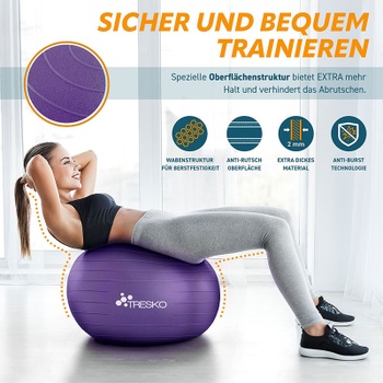 Fitness lopta s pumpou, priemer 75 cm, fialová - A